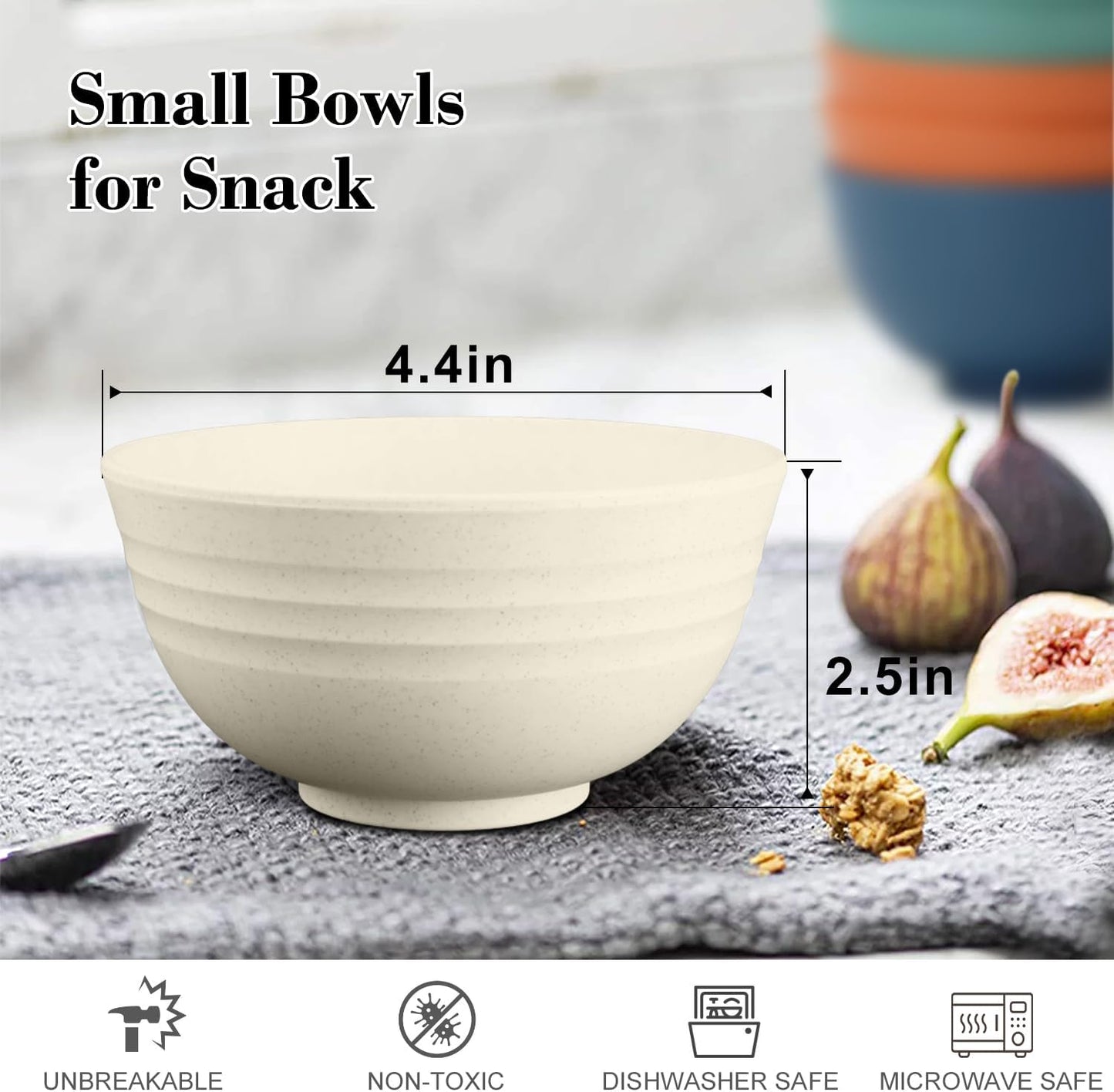Wheat Straw Bowl Sets,8 PCS Unbreakable Cereal Bowl 26 OZ,Microwave and Dishwasher Safe Bowls,Bowl Sets for Camping and Picnic BPA Free Colorful Salad Bowls for Serving Soup,Oatmeal and Fruit Etc…