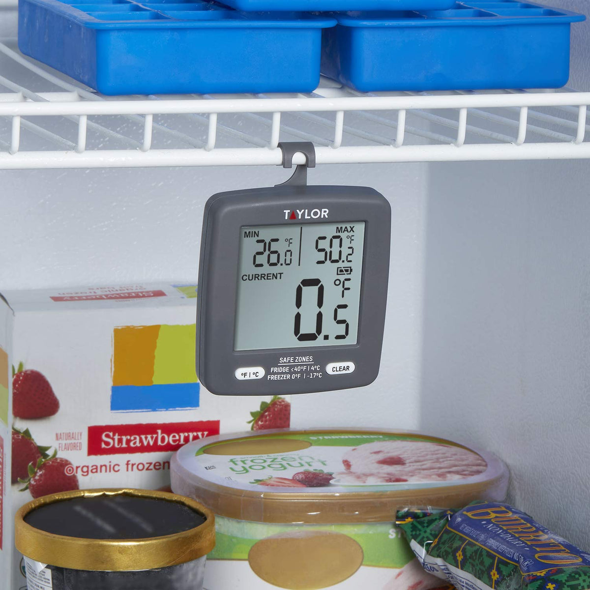 Taylor Digital Refrigerator Freezer Thermometer with Min/Max LCD Display