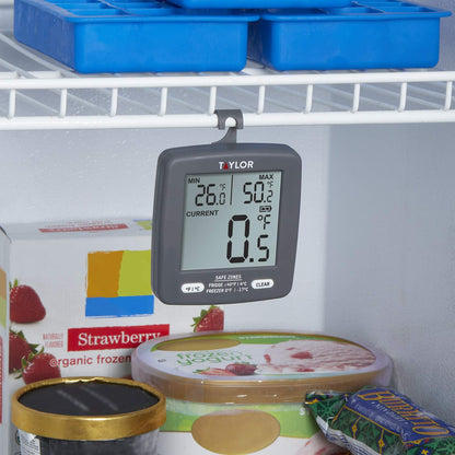 Taylor Digital Refrigerator Freezer Thermometer with Min/Max LCD Display