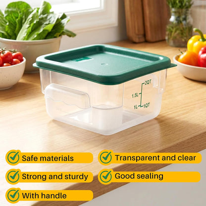 Ziliny 1 Pcs 4 Qt Clear Square Dough Proofing Container with Lid, Red