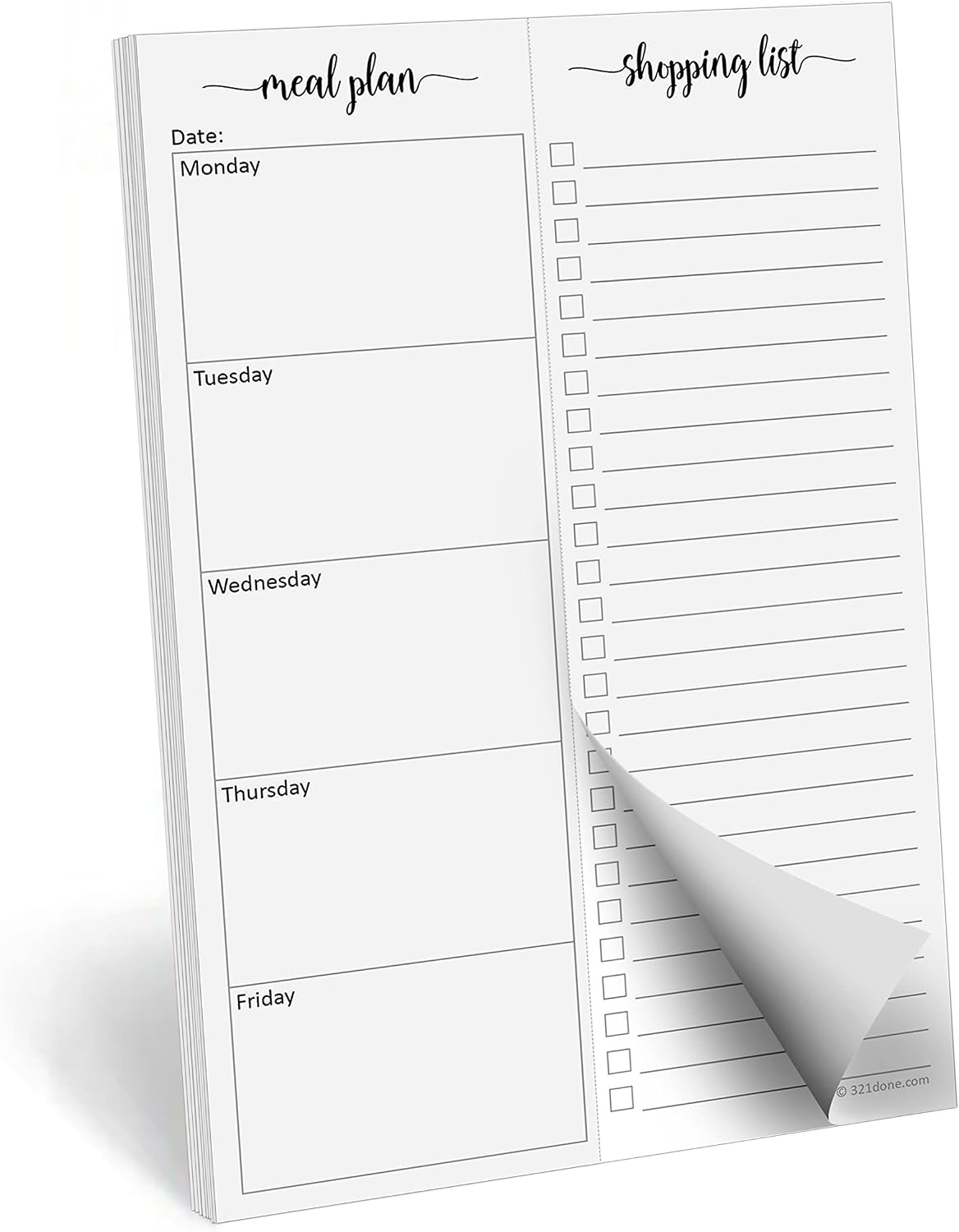 321done Magnetic Weekly Meal Plan Shopping Checklist Notepad - Tear-Off 50 Sheets, 5.5x8.5 - Undated, Sunday to Saturday To-Do List Planner, Schedule Weekly Desk Pad, Weekday Planning Notepad - Made in USA