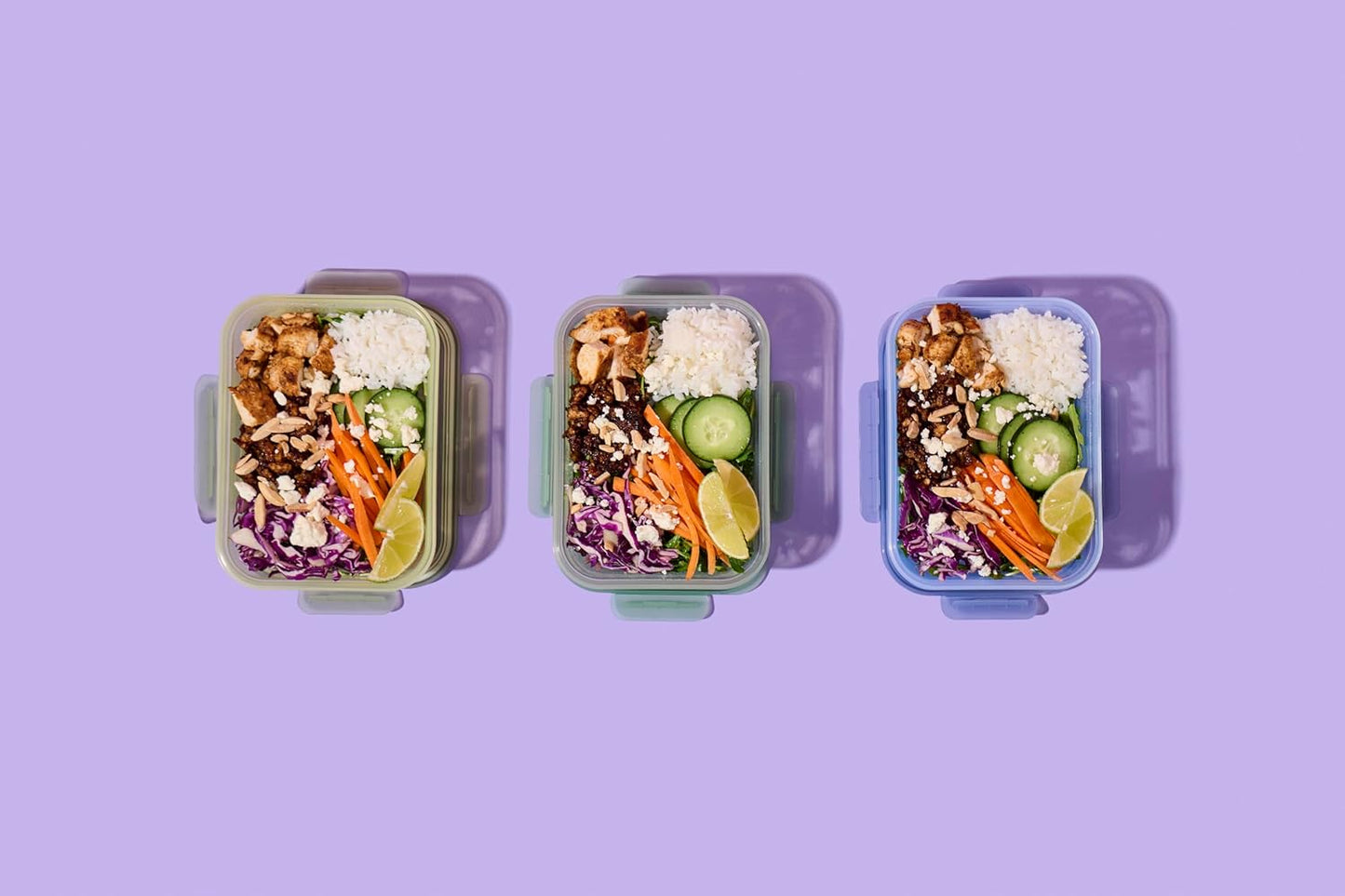 Ello Snap & Nest 10-Piece 4.5 Cup Plastic Meal Prep Set, Reusable Food Containers for Healthy Eating, Freezer, Dishwasher Safe, Berry Fields