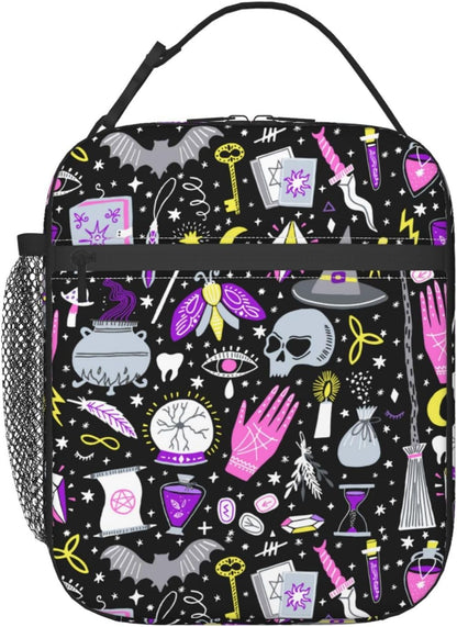 Black Cat Reusable Lunch Box Food Bag Insulated Lunch Bag for Teenage Boys Girls School Beach
