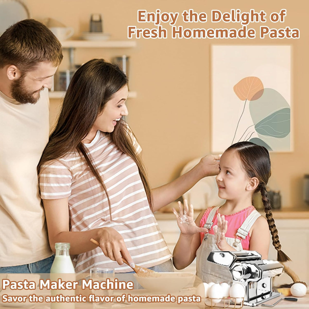 Pasta Maker - 7 Thickness Settings Roller & 2 Width Cutters Pasta Machine