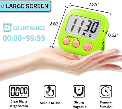 Timer for Kids Digital Kitchen Timers for Cooking- White Pink