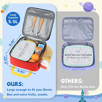 REDSHELL Tactical Lunch Box Kids, Large Insulated Lunch Bag for Boys Girls, Cooler Lunchbag, Square Toddler Lunchbox, School Daycare Lunch Tote Pail with Water Bottle Holder Shoulder Strap, Blue