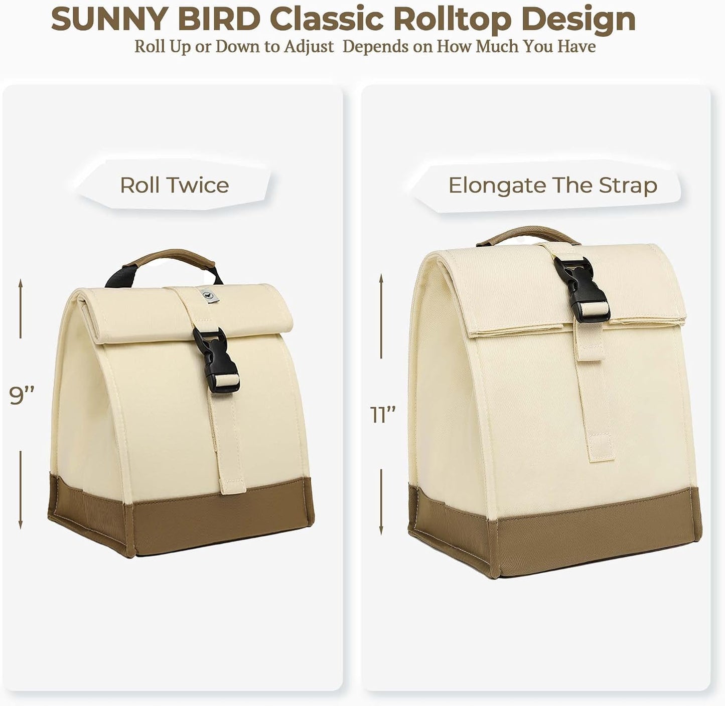 SUNNY BIRD Insulated Lunch Bag Pink Lunch Box Small Cooler Bag for Women, Girls, Adults and Teens (Pink)