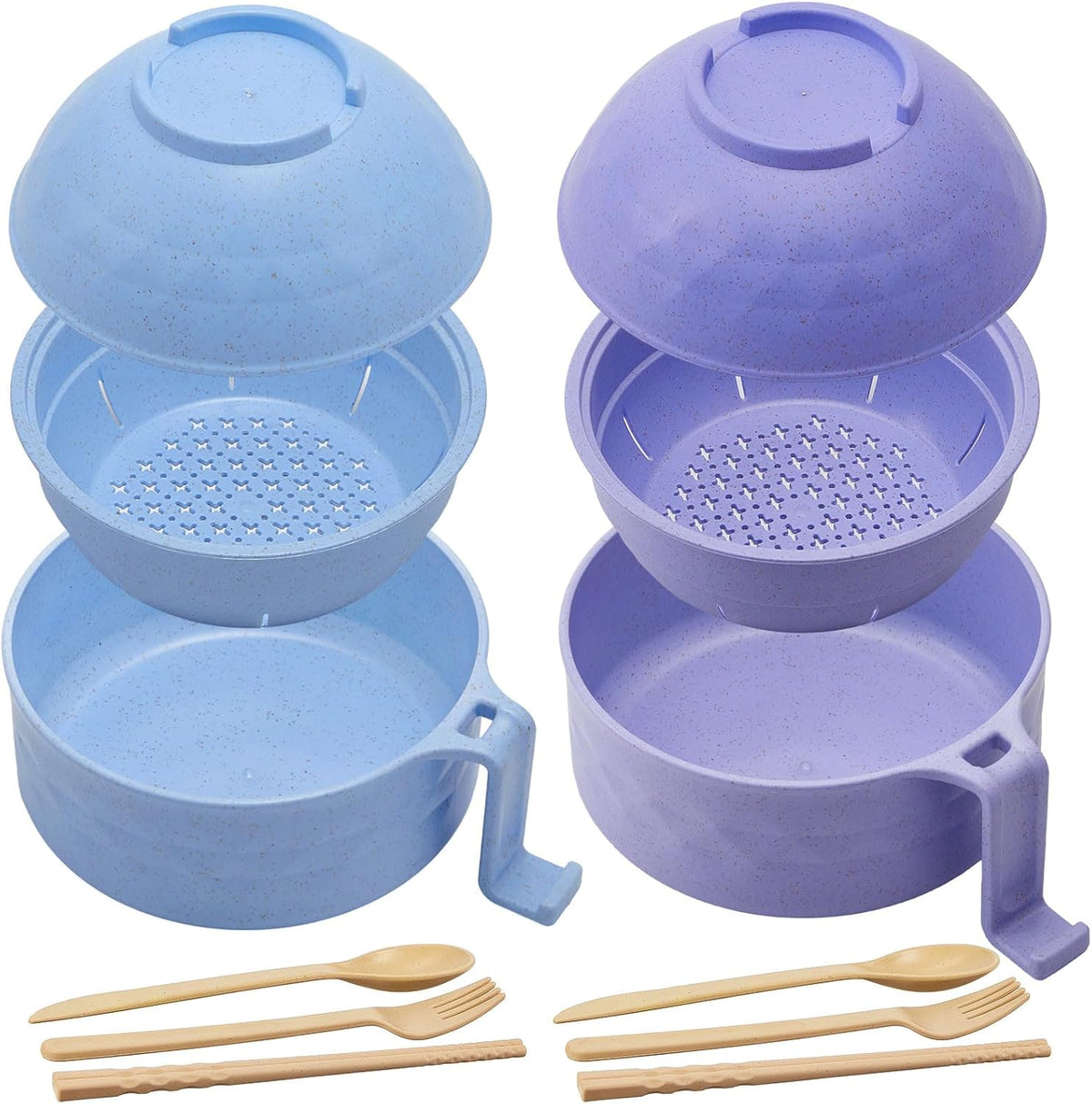 2 Sets 40 oz Microwave Ramen Bowl with Handles, Yellow,Orange