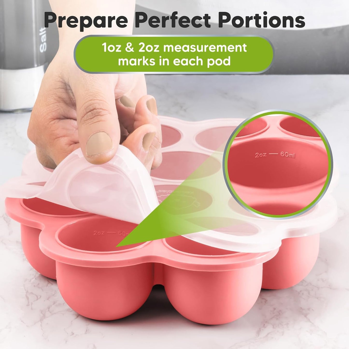 KeaBabies Silicone Food Freezer Trays with Lid, 2oz x 10 Pods Baby Food Storage Containers, Easy Puree Meal Prep, Breast Milk Silicone Freezer Molds, Dishwasher, Microwave Safe, BPA-Free (Slate)