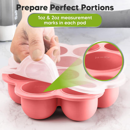 KeaBabies Silicone Food Freezer Trays with Lid, 2oz x 10 Pods Baby Food Storage Containers, Easy Puree Meal Prep, Breast Milk Silicone Freezer Molds, Dishwasher, Microwave Safe, BPA-Free (Slate)