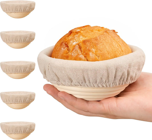 Kikcoin Banneton Bread Proofing Basket, 5 Inch Mini Banneton Basket