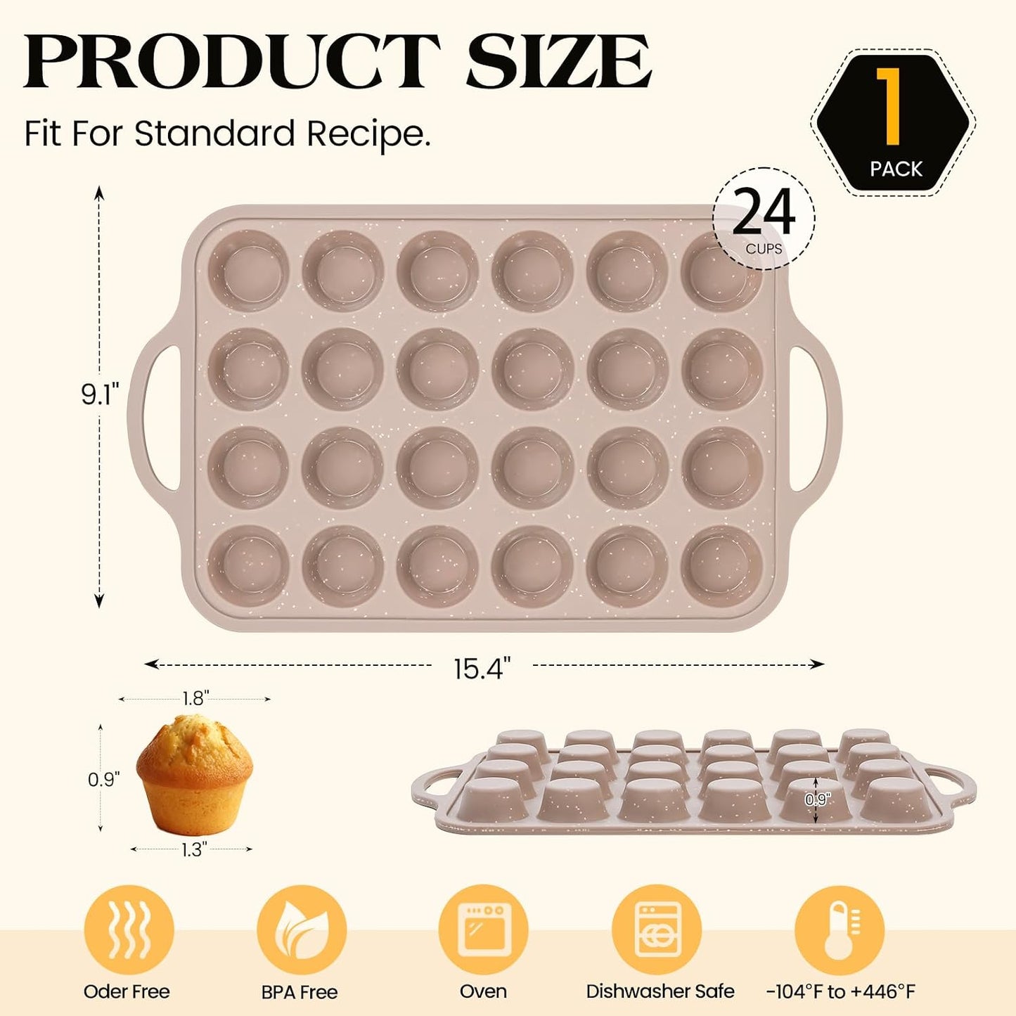 Vinino 2Pack Silicone Muffin Pans for Baking with Metal Reinforced Frame, 12 Cups Regular Size Nonstick Silicone Cupcake Pan, BPA Free Oven Dishwasher Safe Baking Mold for Muffins Cupcakes