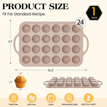 Vinino 2Pack Silicone Muffin Pans for Baking with Metal Reinforced Frame, 12 Cups Regular Size Nonstick Silicone Cupcake Pan, BPA Free Oven Dishwasher Safe Baking Mold for Muffins Cupcakes
