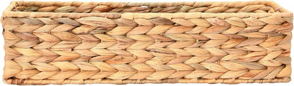 Household Essentials Water Hyacinth Rectangular Storage Basket with Handwoven Fibers and Iron Frame, Natural Finish