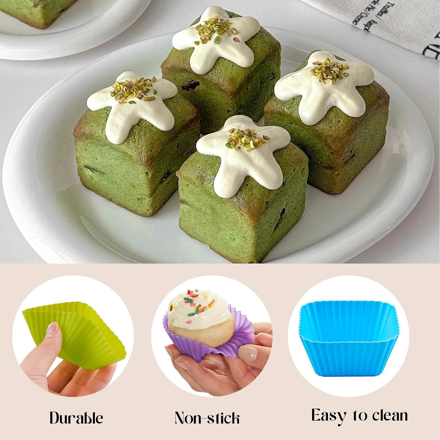 12 Pack Reusable Baking Silicone Molds, Round Cupcake Liners, Silicone Baking Cups Multicolor, Easy Clean, Heat Resistant, Muffin Cups for Homemade Birthday