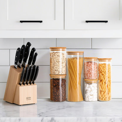 ComSaf 2Pcs Large Glass Storage Containers with Lids 4Qt, 1 Gallon Wide Mouth Flour Sugar Storage Containers, Large Capacity and Sealed for Rice, Cereal, Oat, Easy Clean and Scoop, Pantry Organization