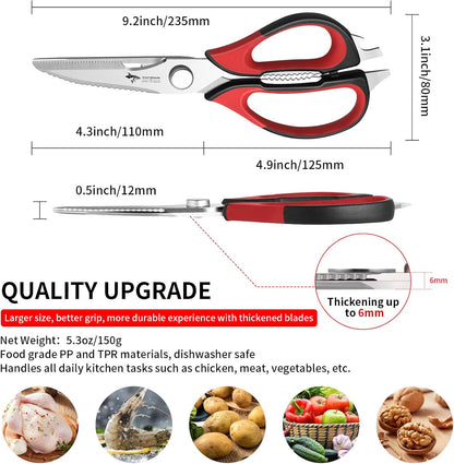 MAD SHARK Kitchen Scissors All Purpose Kitchen Shears Come Apart,Stainless Steel Utility Scissors with Comfort Grip,Heavy Duty Poultry Shears for Food,Chicken,Meat,Fish,Dishwash Safe(BLACK)
