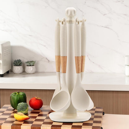 Cooking Utensils Set, With Holder, 1set, Silicone Kitchen Utensils Set, Silicone Spatulas, Food Grade Non Stick Coating Design, For Home Restaurant Camping