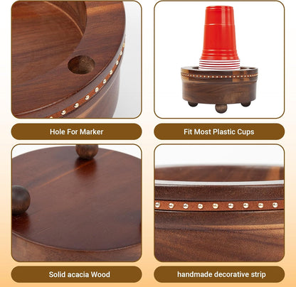 Acacia Wood Cup Holder with Marker Slot - Mark Your Cup and Drink Up, Disposable Cup Holder, Paper Cup Dispenser for Party Decoration Kitchen Bathroom