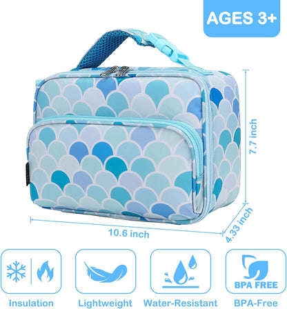 FlowFly Kids Lunch box Insulated Soft Bag Mini Cooler Back to School Thermal Meal Tote Kit for Girls, Boys, Astronaut - Colors B
