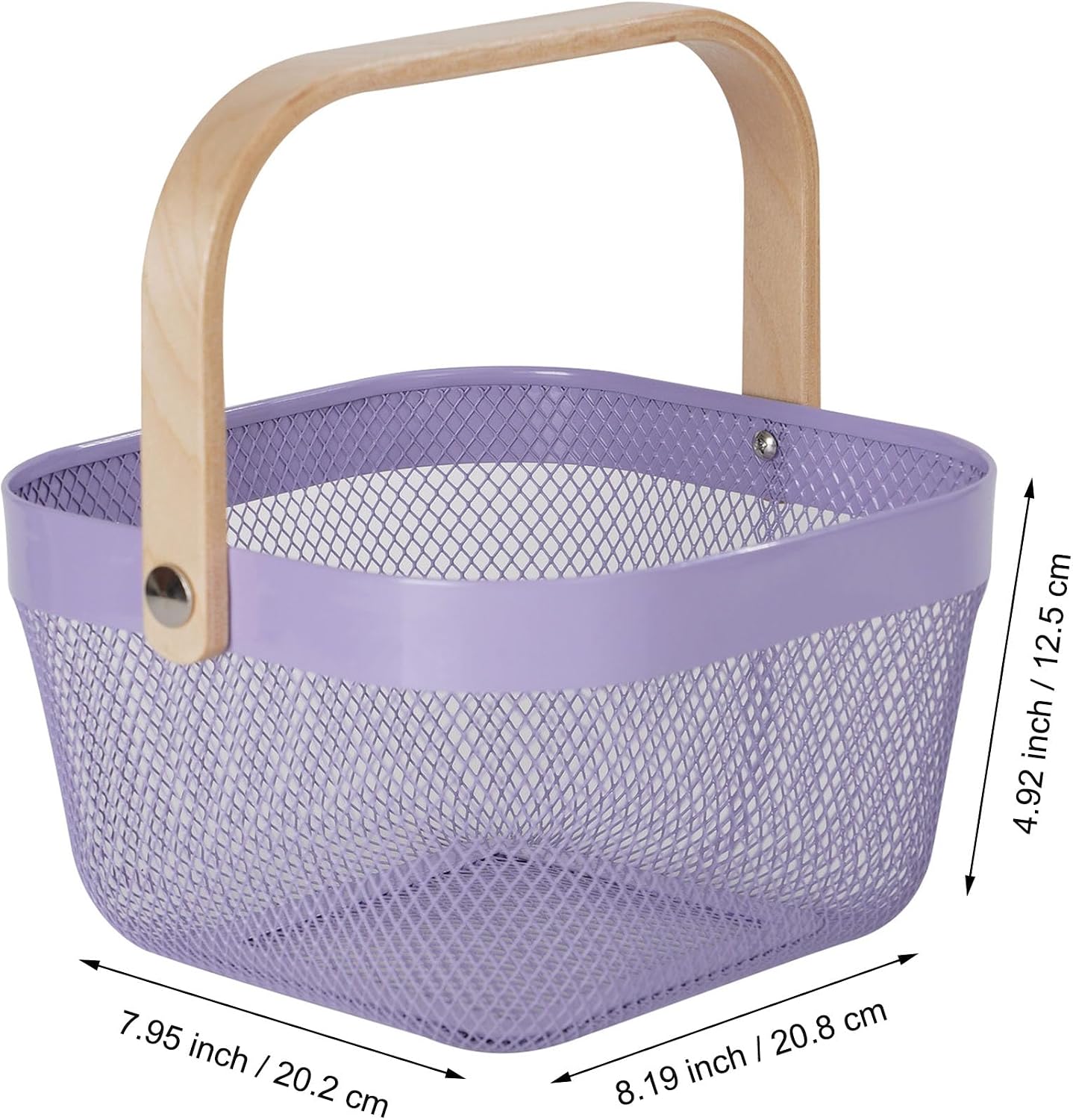 AJIODA Metal Mesh Wire Basket, Large Steel Basket with Wooden Handle Storage Organizer Basket Multi-functional Hanging Kitchen Baskets Fruit Baskets for Kitchen Bathroom Cabinet Pantry Snacks, Black