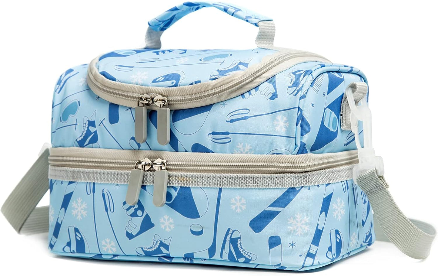 Insulated Kids Dual Compartment Lunch Bags Tote Pack for Girls Boys Toddler Kindergarten School Picnic Cooler Thermal Lunch Boxes with Strap (Green Rainbow)