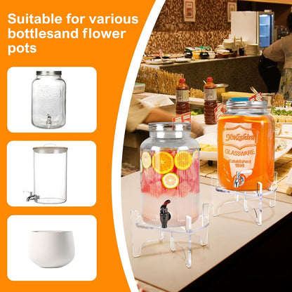 Acrylic Beverage Dispenser Stand Only, Fit Max 8.7 Inch Glass Drink Dispenser and Water Jug Holder, Plant Stand, Cake Display Stand for Parties and Catering Events