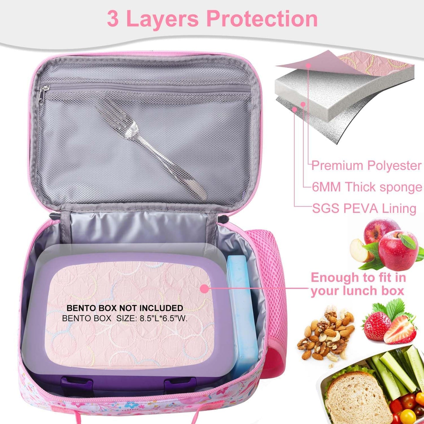 RHCPFOVR Kids Lunch Bag - Insulated Lunch Box for Boys Girls,Washable Lunch Bag and Reusable Toddler Leak-proof Lunchbox for School and Daycare - Colors A