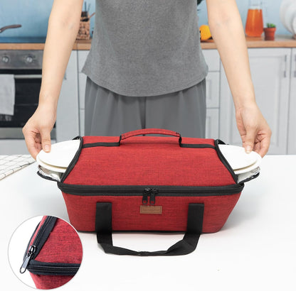 BAGSPRITE Insulated Casserole Carrier for Hot or Cold Food with Heat-resistant Mat, Casserole Dish Carrier Insulated Food Carrier, Hot Food Carrier, Foil Pan Carrier Fits 9" x 13" Baking Dish