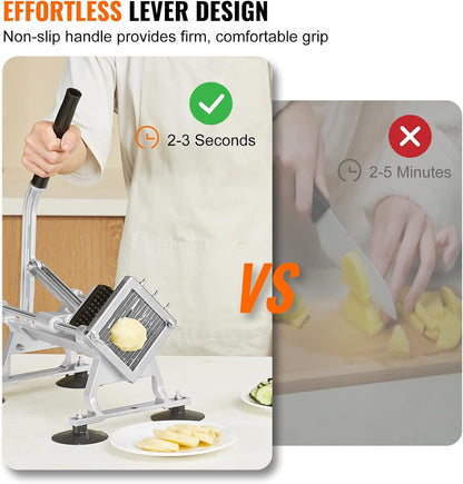 VEVOR Commercial Vegetable Slicer, 3/8" and 3/16" Tomato Slicer, Stainless Steel and Aluminum Alloy Vegetable Cutter Slicer, Manual Tomato Slicer with Non-slip Feet, for Tomatoes, Potatoes, Onions