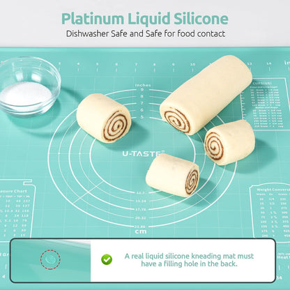 U-Taste Silicone Pastry Mat, Dough Rolling Baking Sheet, 28x20"/Transparent