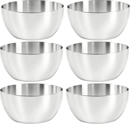 Stainless Steel Bowls (6 Pack), 180 ML / 6 Oz Unbreakable Stackable Dinner Bowls, Sauce Dishes Metal Curry Snack Seasoning Bowl, BPA Free & Dishwasher Safe