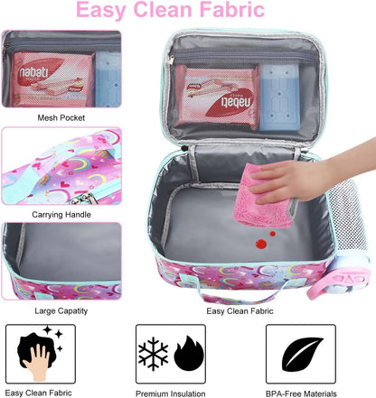 RHCPFOVR Kids Lunch Bag - Insulated Lunch Box for Boys Girls,Washable Lunch Bag and Reusable Toddler Leak-proof Lunchbox for School and Daycare - Colors A