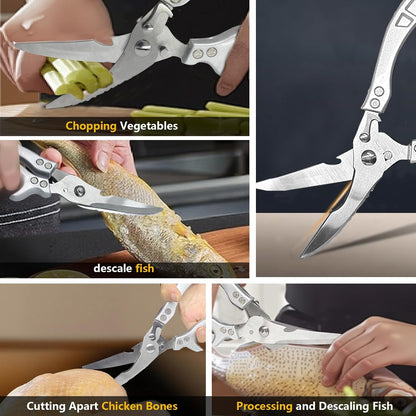 Heavy Duty Kitchen Shears, Food Grade Stainless Steel Scissors Design for Butchering Meats and Cutting Poultry Bones