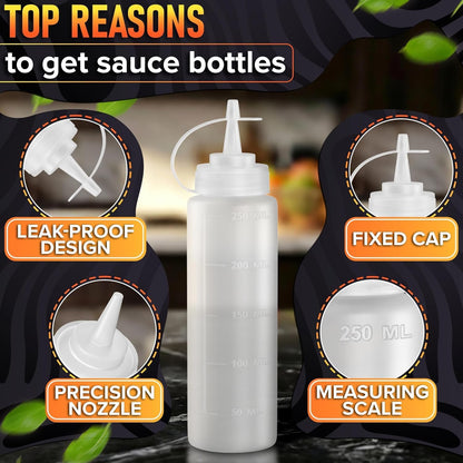 BURIUS Inverted Condiment Squeeze Bottles 16 oz for Sauces, Honey