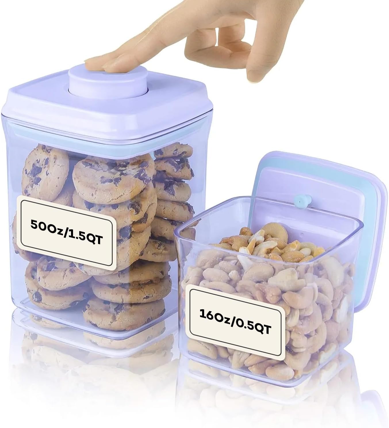 Bop Top Airtight Food Storage Containers with Lid 2 Cups / 16 oz | Kitchen Canister Sets | Air Tight Pantry Container | Pop Top Dry Food Storage Containers for Snacks, Sugar, Flour, Baking, Pasta