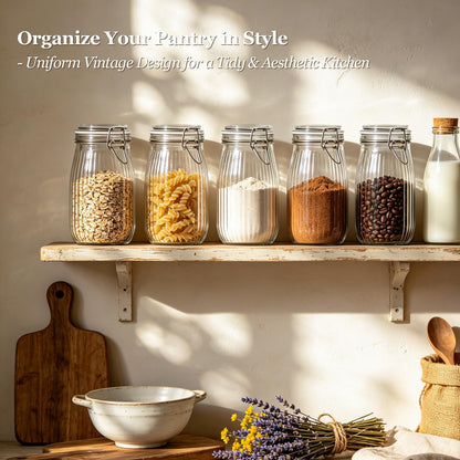 ComSaf Glass Pantry Jars with Airtight Lids 0.7 Gallon 2 Pack Wide Mouth | Flour sugar rice, Sourdough pickling, Pantry organization, Scoop included, Baking supplies, Bulk food storage, Large capacity
