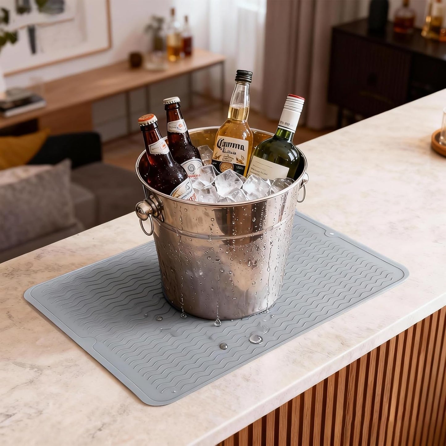 Ice Bucket drying mat,silicone pad for Galvanized Tubs,Beverage Tub,Drink Buckets for Parties,Metal Tub,Beer Buckets,Use Ice Tub for Indoor or Outdoor Bars party