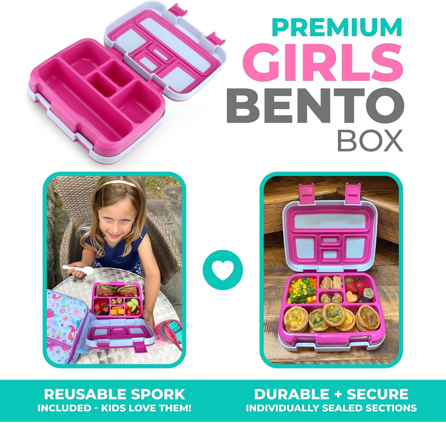 Kinsho Bento Lunch Box for Kids Toddlers, 5 Portion Control Sections, BPA Free Removable Plastic Tray, Pre-School Kid Toddler Daycare Lunches, Snack Container Ages 3 to 7 (Blue Space Rockets)