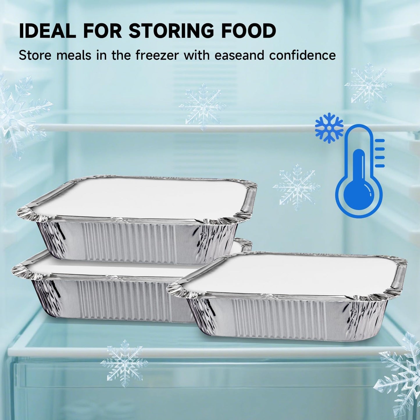 Aluminum Pans with Clear Lids - 50 Pack 2.25LB Capacity Disposable Pans with Plastic Dome Lids, 8.5”x6” Heavy Duty Tin Foil Pans for Cake Baking, Cooking, Heating, Storing, Prepping Food