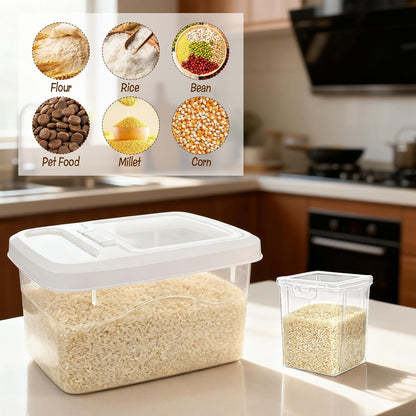 16lb Rice Storage Container and 3lb Storage Bin Set, Rice Container Airtight Grain Dispenser Kitchen Pantry Organizer Pet Dog Cat Food Container for Dry Food Cereal Grain