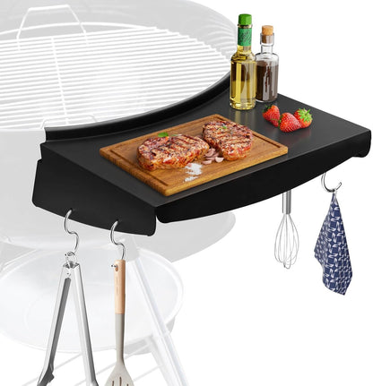GRISUN Grill Table Shelf and Lid Holder for Weber Kettle Grills 22 Inches, Charcoal Grill Side Table Shelf and Slide a Side Lid Prop, Charcoal Grill Accessories for Weber, (Grill No Included)