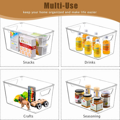 6 Pack Clear Storage Bins with Lids, 7 Quart Stackable Storage Boxes for Storage and Organization, Plastic Storage Containers with Lids, Plastic Bins with Handles for Office, Bedroom, Study Room