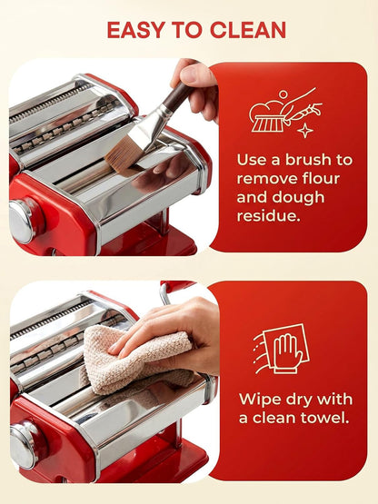 FOHERE Manual Pasta Maker, 7 Adjustable Thickness, 3-in-1