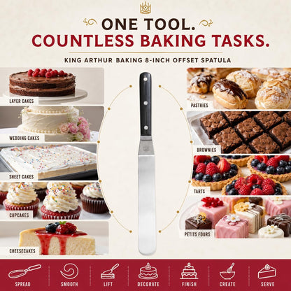 King Arthur Baking Company Offset Spatula, Japanese Stainless Steel, 8-Inch Flexible Blade, For Precise Cake Decorating