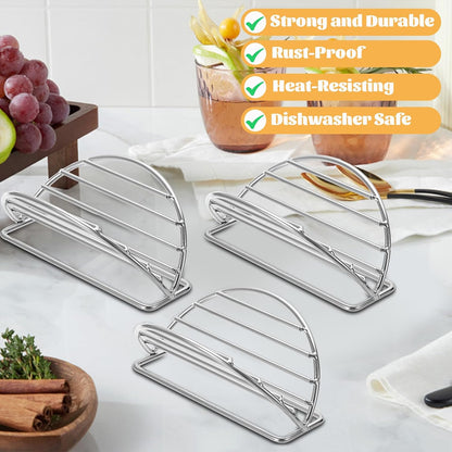 BSTKEY Taco Holders Set of 5, Stainless Steel Taco Stand, Soft or Hard Shell Taco Rack for Taco Bar, Burritos and Tortillas Holder for Kitchen Restaurant