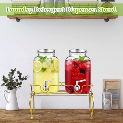 Blulu 2 Gallon Metal Drink Dispenser for Parties Black Beverage Dispenser with 2 Compartments Stand Large Water Drink Dispensers Only for Glass Jar Bottles, Ideal for Lemonade Party Drinks