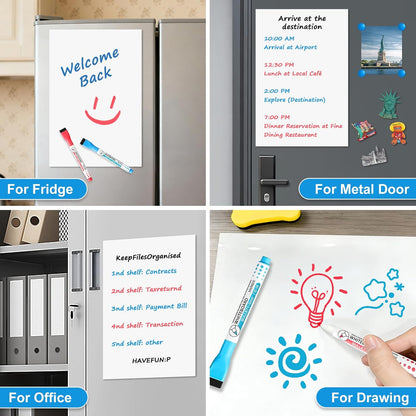 Magnetic Whiteboard for Fridge, 20" x 13" Dry Erase Board Set with Markers & Eraser, Strong Magnet & Stain-Resistant Surface, Fridge Calendar for Notes, Grocery List, Meal Planning & Family Schedule