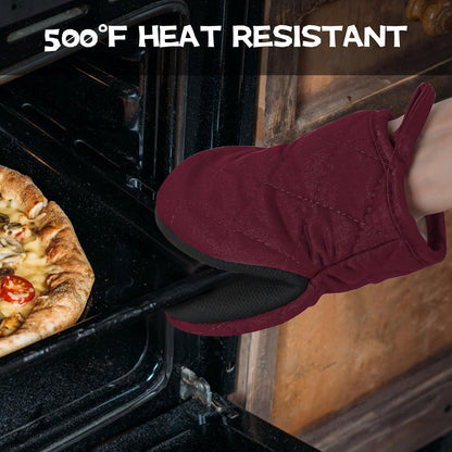 Goldmeet Mini Oven Mitts 2-Pack, 7"x5.5", 500°F Silicone Grip, Gray