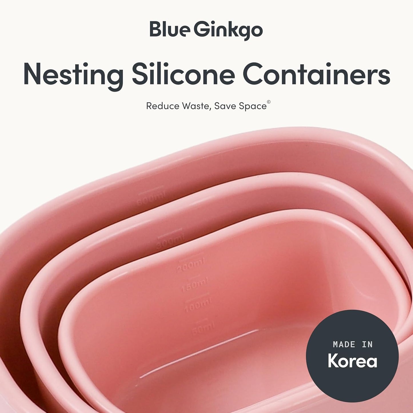 BLUE GINKGO Nesting Silicone Containers - Set of 3 Hard-Shell Silicone Food Storage Containers | BPA Free, Airtight, Dishwasher and Freezer Safe (6.7oz, 10oz, 20oz) - Green